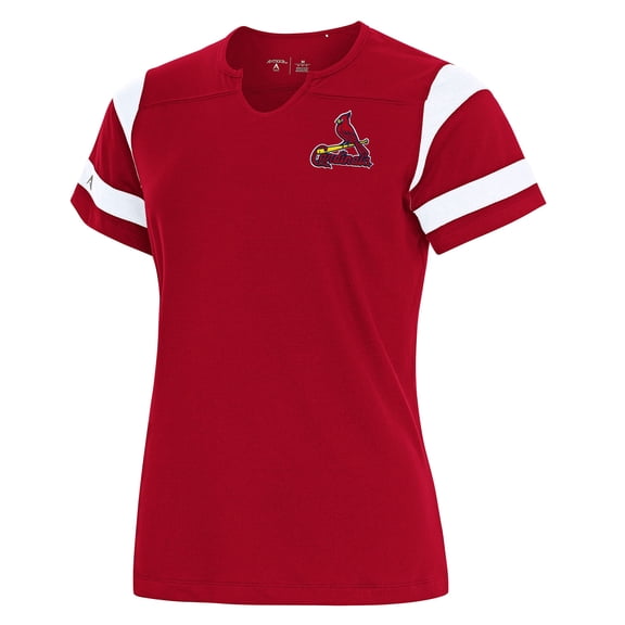 Women's Antigua Red St. Louis Cardinals Encounter Notch Neck Top