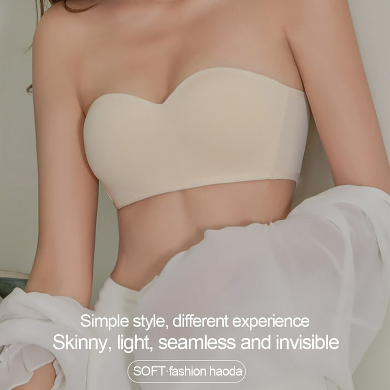 White Non-Slip Anti-Drop Strapless Bra, Women's Fashion, New