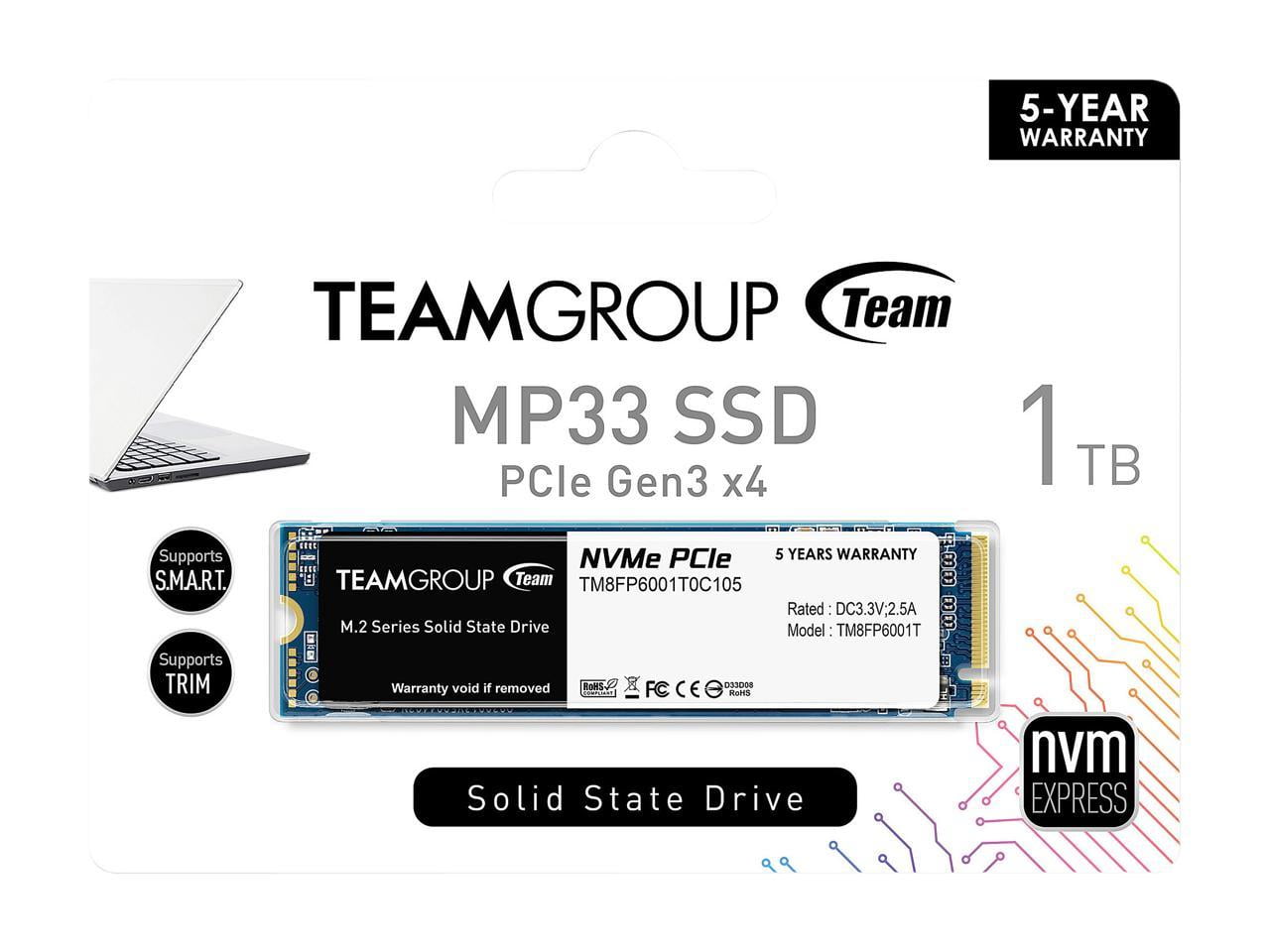 Team Group MP33 M.2 2280 1TB PCIe 3.0 x4 with NVMe 1.3 3D NAND