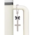 thumbnail image 3 of Delight Jewelry Stainless Steel 1.3" Cross - Silvertone Bow Charm Accessory for Tumblers and Thermal Cups, 3 of 4