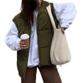 thumbnail image 3 of Chaleco Acolchado Extragrande de Invierno para Mujer, Ligero, con Cuello Alto, Sin Mangas, Acolchado y Bolsillos. Verde L, 3 of 10