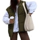 thumbnail image 3 of Chaleco Acolchado Extragrande de Invierno para Mujer, Ligero, con Cuello Alto, Sin Mangas, Acolchado y Bolsillos. Verde S, 3 of 10