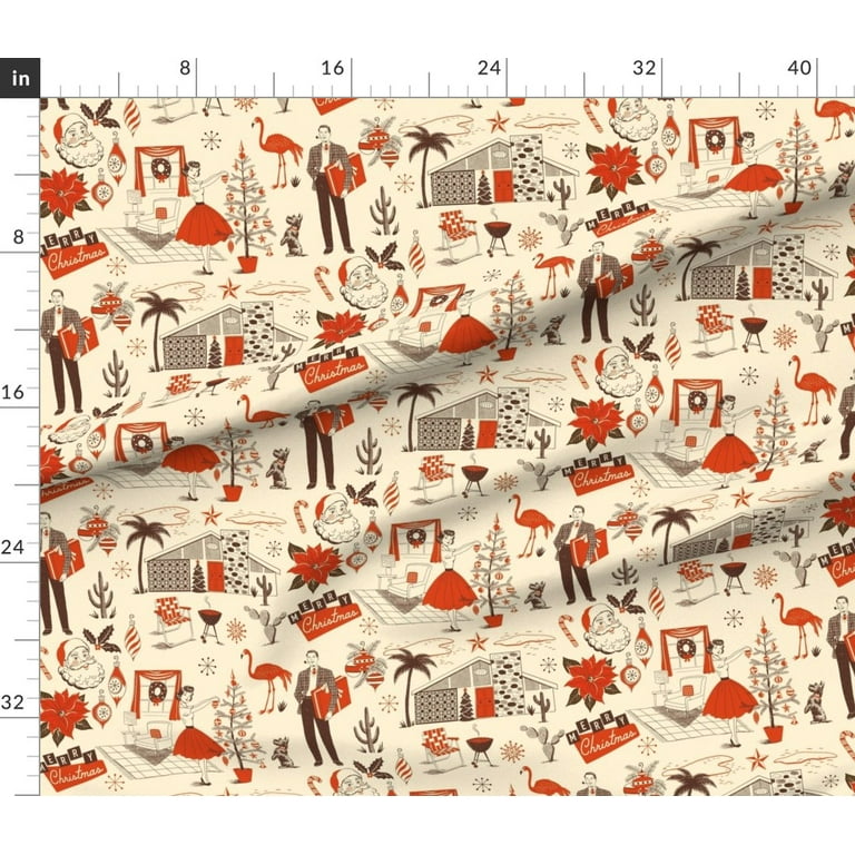 Retro Midcentury House Christmas Pattern Wrapping Paper Sheets