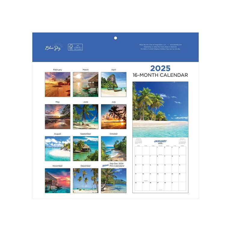 Tropical Paradise 2025 Beaches Wall Calendar – 12x12 Hangable Calendar With Stunning Travel Photography