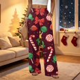 thumbnail image 3 of Lumtrix Wide Leg Pants for Women Christmas Christmas Print Elastic Waist Straight Leg Pant Christmas Eve Party Trouser with Pocket Red 2XL, 3 of 7
