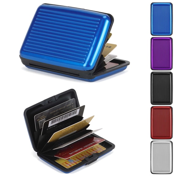 LAVA Men Women RFID Blocking Credit Card Holder Pocket Purse Case Security Wallet Mini Aluminum Slim Hard Card Holders (Black)