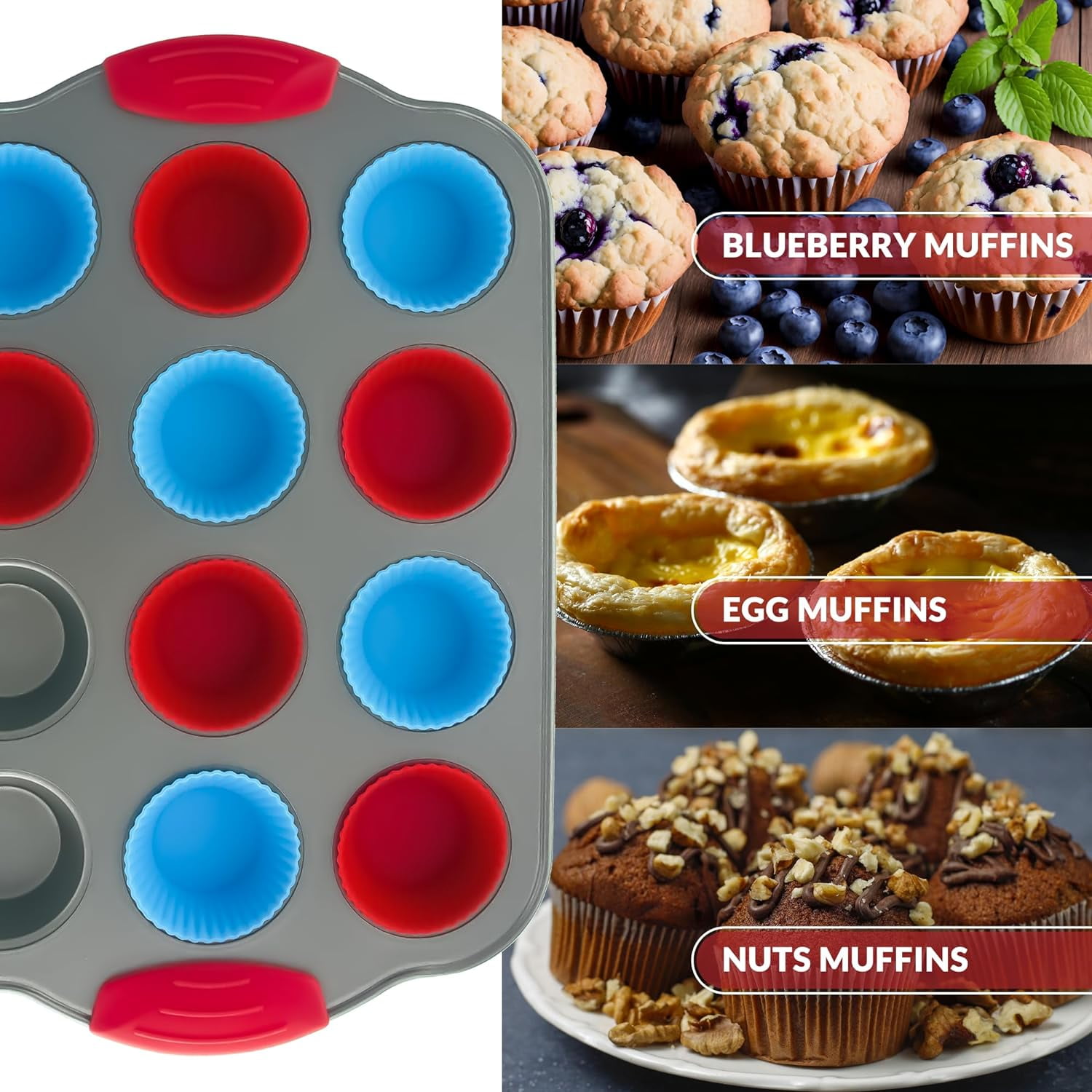 Boxiki Kitchen Non-Stick 12 Cup Silicone Muffin Pan With Steel Frame - BPA  Free, Non-Toxic, Anti-Warp, Durable & Easy to Pop Silicone Muffin Tin 