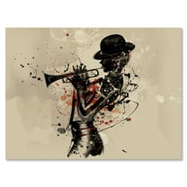 Designart ' Girl Playing Jazz Trumpet ' Modern Canvas Wall Art Print