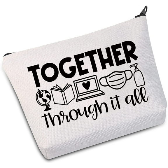 Zuo Bao Teacher Appreciation Gift Distance Learning Teacher Accessory Pouch Together Through It All Make Up Bag (Together Through It All White Bag)