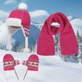 thumbnail image 2 of UngA Kids Hat Scarf Gloves Set, Kids Winter Beanie Hat Scarf Gloves Set with Knit Thick Warm Fleece Lined (Hot Pink,2-8 Years), 2 of 7
