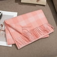 thumbnail image 5 of 100% Wool Plaid Scarf, Winter Warm Checkered Wrap with Fringe,180*30cm,9, 5 of 36