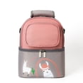 thumbnail image 1 of Mochila térmica para biberón, portátil, con patrón de alpaca, linda mochila de viaje para mamá, para leche materna, color rosa, 1 of 5