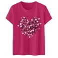 thumbnail image 1 of YDLCAFD T-Shirts Graphiques de Pâques pour Femmes, Manches Courtes, Imprimé Cœur, 1 of 4