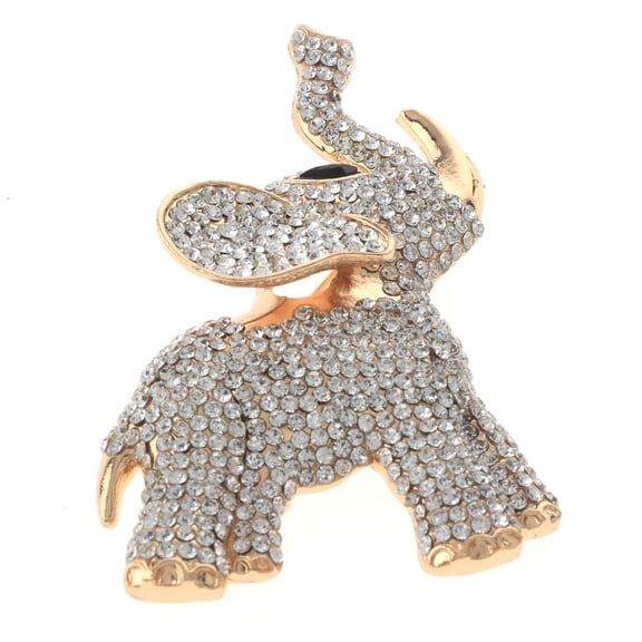 Large Crystal Elephant Brooch