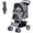 Grey, variant on LiteHaven Foldable Pet Stroller, Cat/Dog Stroller with 4 Wheels | Pet Travel Carrier Strolling Cart with Storage Basket, Cup Holder (Blue)