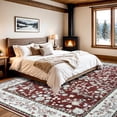 thumbnail image 3 of Jamfeel Area Rugs Vintage Floral Printed Washable Rugs Soft Low Pile Non Slip Carpet for Living Room 6'x9'Red, 3 of 6