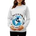 thumbnail image 2 of RKSTN Women's Maternity Sweatshirts Oversized Pregnancy Graphic Print Long Sleeve T Shirts Womens Casual Solid Plus Size Round Neck Loose Fits Comfy Funny Printed Pullover Hoodless Sweatshirt Tops, 2 of 7