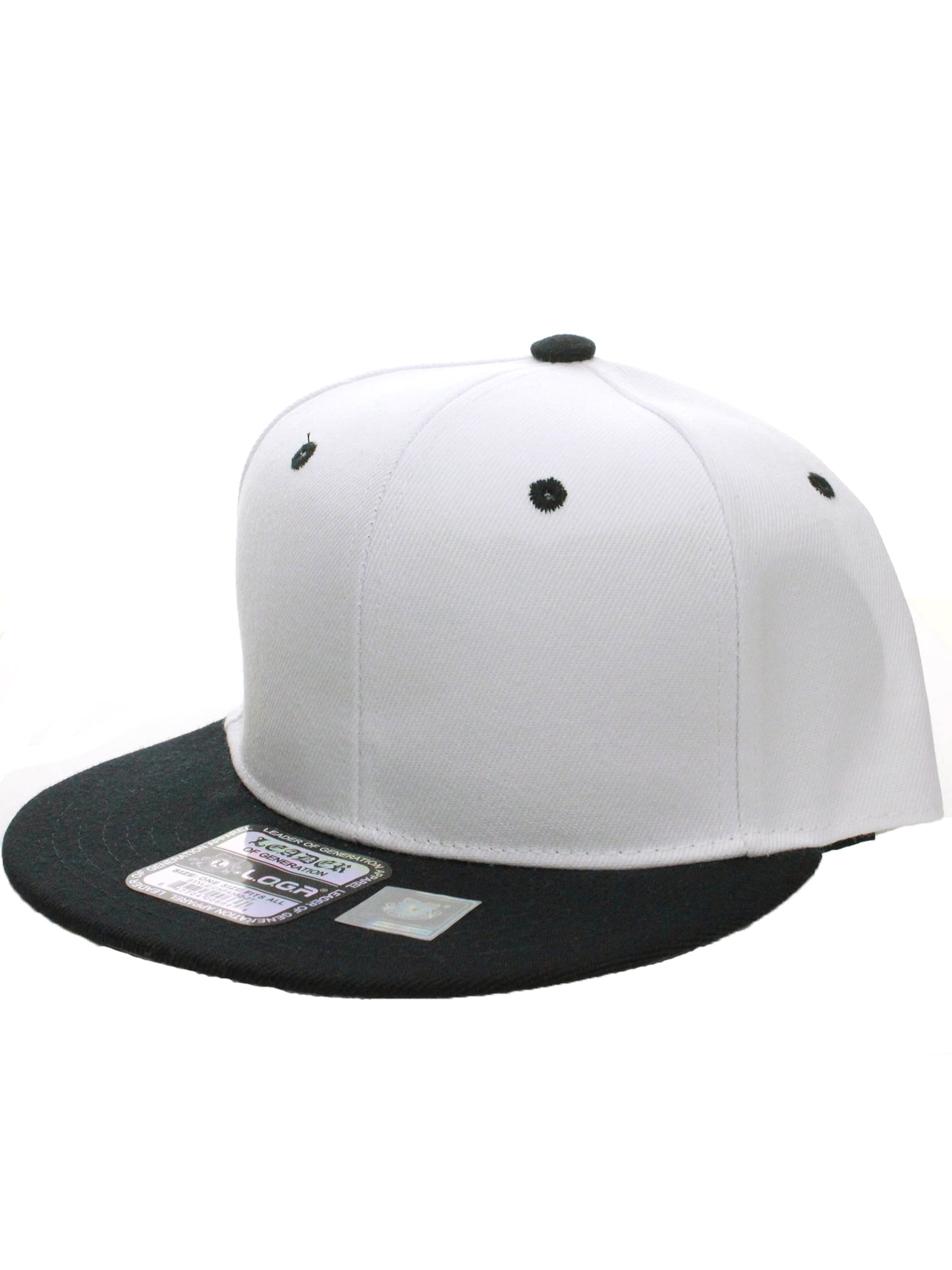 Knipperen Onnauwkeurig Persoon belast met sportgame L.O.G.A. Plain Adjustable Snapback Hats Caps Flat Bill Visor - White Black  - Walmart.com