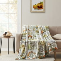 Kate Aurora Autumn Accents Patchwork Trucks & Pumpkin Patch Ultra Comfort Accent Plush Throw Blanket - 50 In. X 70 In.