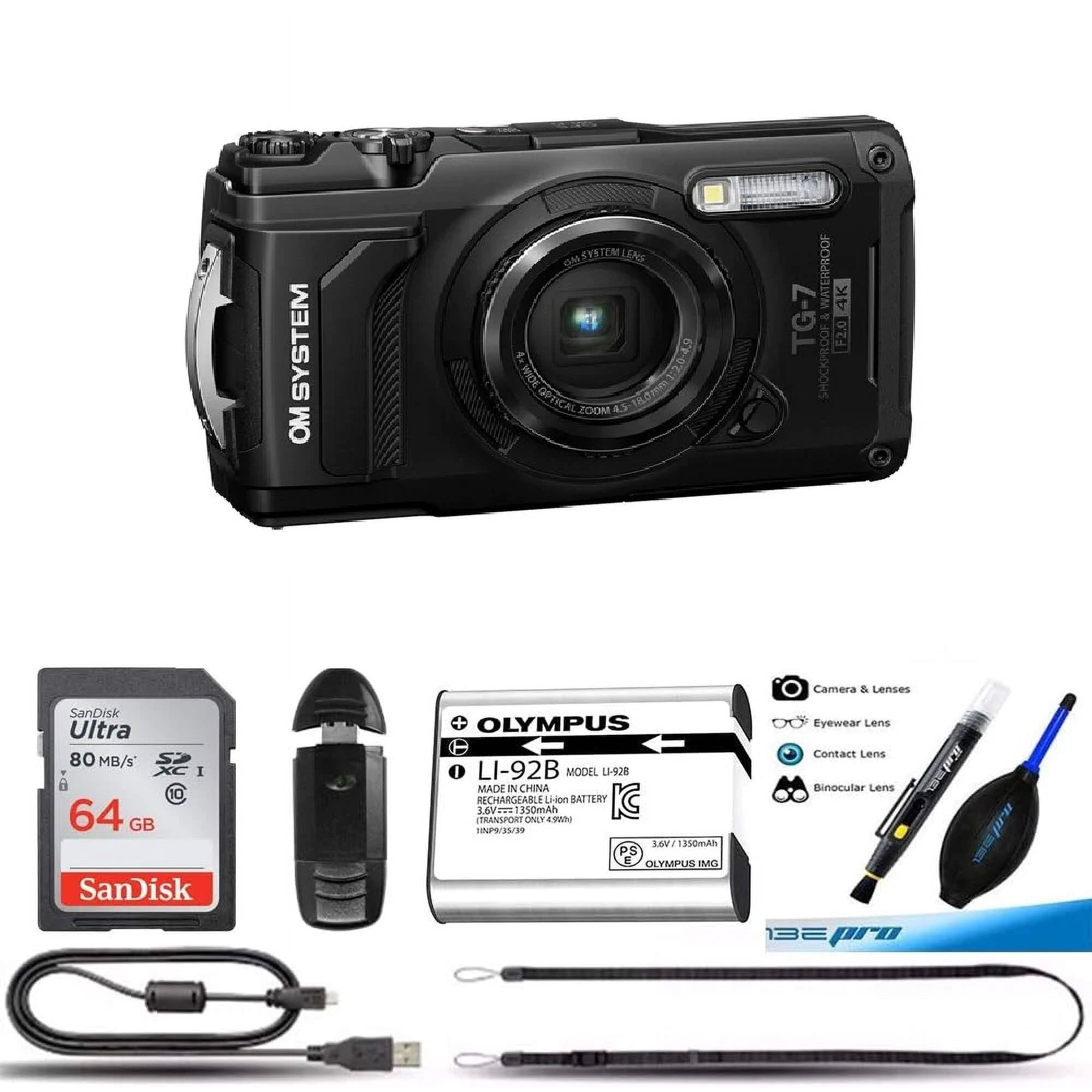 アクセサリー多数　OM SYSTEMS Tough TG-7 ブラック OM SYSTEM Tough TG-7 Digital Camera, Black, 12MP, 4x Optical