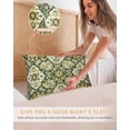 thumbnail image 5 of Sage Green Boho Pillow Cases Standard Size Set of 2, Smooth Satin Pillowcase for Hair and Skin, Rustic Southwest Plants Motifs Decorative Cooling Bed Pillow Covers with Zipper, 20x26 Inches, 5 of 5