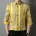 thumbnail image 2 of GuangCheng Mens Dress Shirts,Slim Fit,Long Sleeve,Button Down,Striped,Casual,Business,Classic Collared Tops,Yellow,Size M, 2 of 3