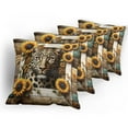 thumbnail image 5 of Ambesonne Leopard Throw Pillow Cover 4 Pack, Farmhouse Sunflowers Rustic, 20", Earth Yellow and Caramel, 5 of 7