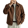 thumbnail image 3 of Men's Relaxed Fit Zip Up Jacket Lapel Collar Smooth Textured Coat with Pockets Fully Lined Casual Spring Fall Outfits Outerwear, 3 of 8