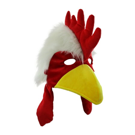 Fuzzy Chicken Hat Mask Costume Accessory, One Size