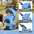 thumbnail image 3 of Magshion 3-Wheel Pet Stroller, Foldable Jogger for Small/Medium Dogs & Cats (33lb Max), Lightweight w/Breathable Mesh, Cup Holder & Basket, Sky Blue with White Polka Dots, 3 of 12