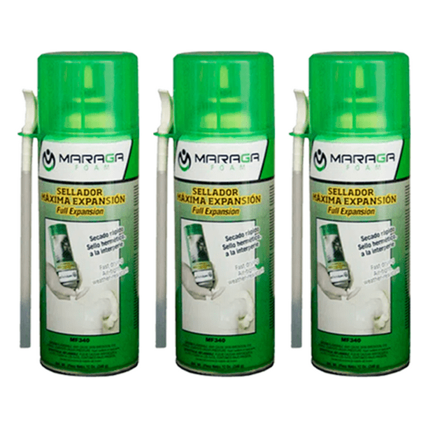 (3 Piezas) Espuma Poliuretano 340 ml, Múltiples materiales, MARAGA
