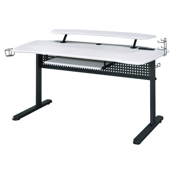 ACME Vildre Gaming Table with USB Port in Black and White