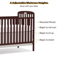 thumbnail image 6 of Conchico 3-In-1 Convertible Crib and Detachable Changer, New Zealand Pinewood Baby Crib, Toddler Daybed Bed with 3 Heights, Non-Toxic Finish, Easy to Assemble, Espresso, 6 of 9