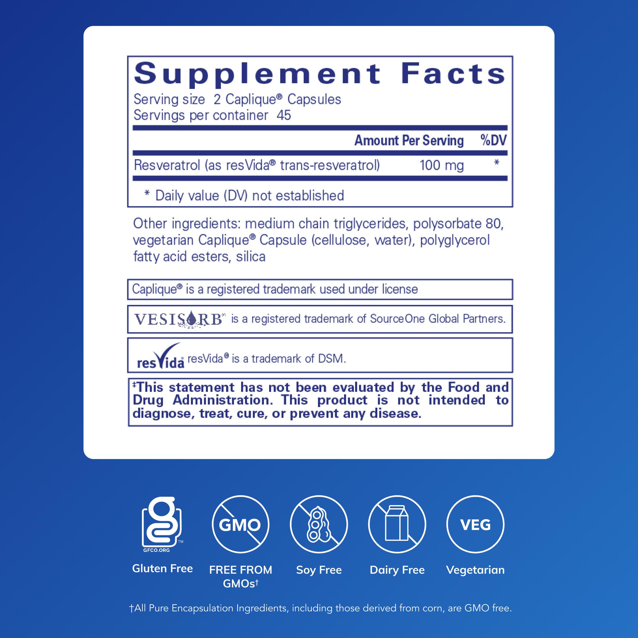 Pure Encapsulations Resveratrol VES-sorb | Hypoallergenic Support for Cellular and Cardiovascular Health* | 90 Capsules