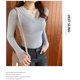 thumbnail image 3 of Qarigey Ropa interior cálida para mujer, ropa de otoño, Tops, camiseta gruesa de lana, lencería de fondo, camiseta interior de manga larga Camisetas sin mangas Albaricoque, 3 of 6