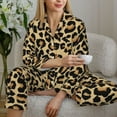 thumbnail image 6 of Fuzoiu Leopard Print Print Women's Long-Sleeved Pajama,Lounge Button Down Nightwear,Womens Notch Collar Pajama Set-Large, 6 of 7