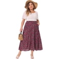thumbnail image 3 of DARING DIVA Women's Plus Skirts Floral Stretchy Waist Layered Maxi Skirt 2XL Black, 3 of 6