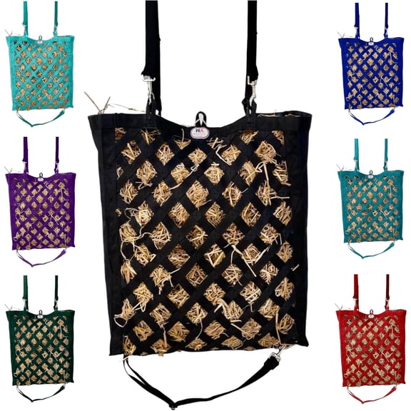 Majestic Ally Slow Feeder Hay Bag - Obliquely Placed Webbing on Front and Bottom- Royal Blue