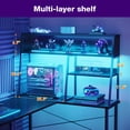 thumbnail image 5 of Casacomoda 51 Inch L Shaped Gaming Desk with LED Lights & CPU Platform, Reversible Computer Desk with Display Shelves, L Desk with Storage Bag for Game, Black, 5 of 10