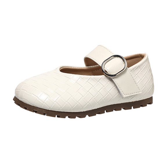 Girls Mary Jane School Dress Shoes for Little Big Kid Uniform Chunky Heel Closed Round Toe Flats Wedding Formal School Uniform Shoes Beige 33