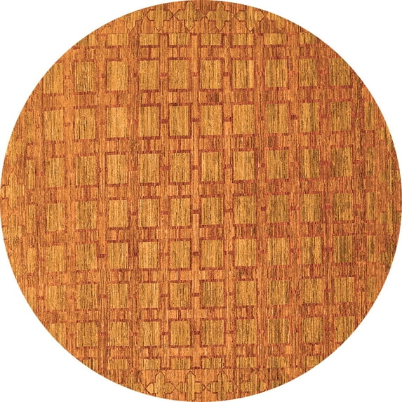 Ahgly Company Indoor Round Abstract Orange Contemporary Area Rugs, 8' Round