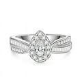 thumbnail image 5 of Eclet Jewels 1.2 Ct Pear Diamond Unique Rings - 14K White Gold Over Halo Ring - Silver Halo Rings Engagement Wedding Gift for Women's - Baguette Fancy New Style Ring for woman's -Proposal Rings, 5 of 11
