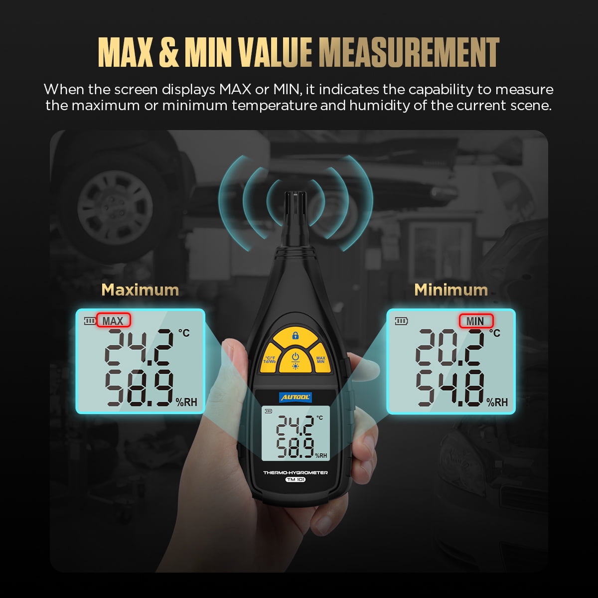 AUTOOL TM101 Digital Thermohygrometer Indoor Thermometer & Hygrometer Temperature Humidity Meter Sensor Monitor Tester for Home Greenhouse Baby Room Office