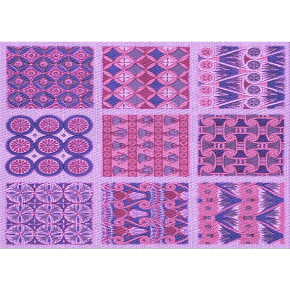 Ahgly Company Indoor Rectangle Patterned Violet Purple Area Rugs, 3' x 5'