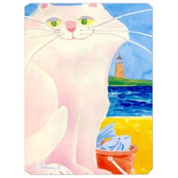 Carolines Treasures  White Cat by the Lighthouse Mouse Pad - 9.5 x 8 in.