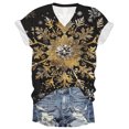thumbnail image 2 of Fiudx Camisetas para Mujer Moda Mujer Casual Cuello En V Blusa Sólida Manga Corta Camiseta Verano Tops, 2 of 3