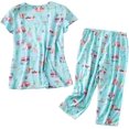 thumbnail image 2 of HAHDAXIA Womens Pajama Set Cotton Capri Pant Pyjama Short Sleeve Sleepwear Summer Pjs, 2 of 6
