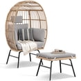 thumbnail image 2 of DWVO Outdoor Egg Chair with Footrest, Patio Wicker Basket Chair with Stand and Cushion Cocoon Chair - Gray, 2 of 14