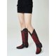 thumbnail image 3 of Retro Vintage Women Western Boots Chunky High Heels Cowgirl Cowboy Pull On Rhinestones Embroidered Knee High Shoes, 3 of 4