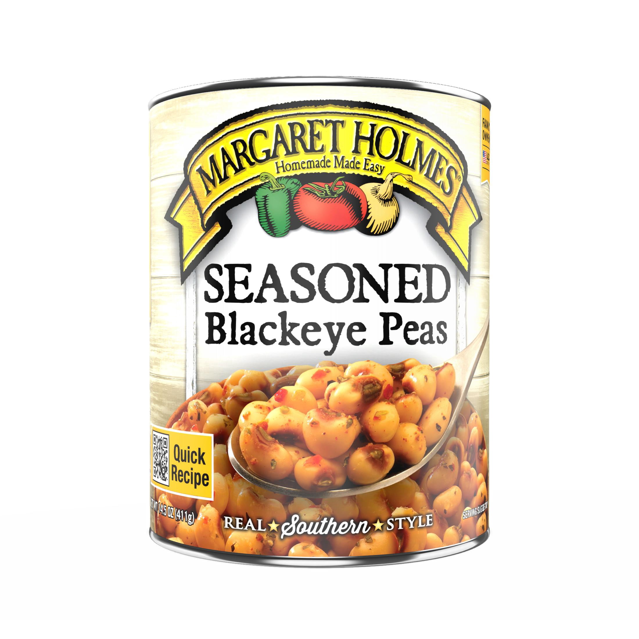 (4 pack) Margaret Holmes Seasoned Blackeye Peas, Canned Peas, 15 oz